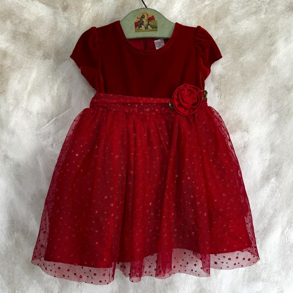 🪩George Red Tulle Party Dress - 3T